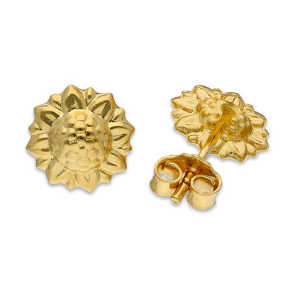 Gold Flower Shaped Stud Earrings 21KT - FKJERN21KU6013
