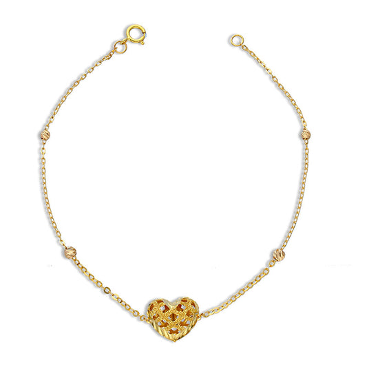 Gold Heart Shaped Bracelet 21KT - FKJBRL21KU6004