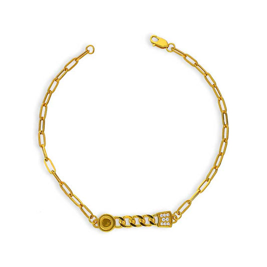 Gold Cable Link Bracelet 21KT - FKJBRL21KU6019