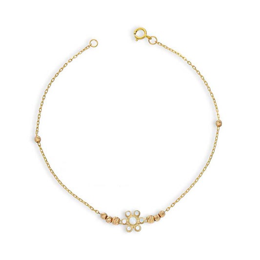 Gold Beads and Flowers Bracelet 21KT - FKJBRL21KU6023