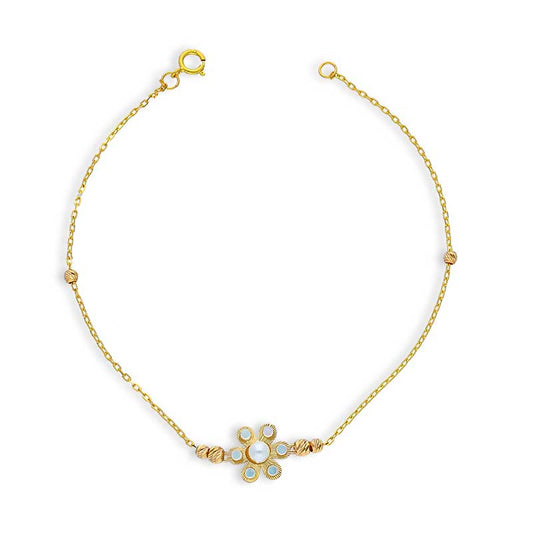 Gold Beads and Flowers Bracelet 21KT - FKJBRL21KU6025