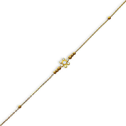 Gold Beads and Flowers Bracelet 21KT - FKJBRL21KU6023