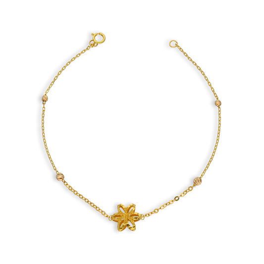 Gold Flower Shaped Bracelet 21KT - FKJBRL21KU6040