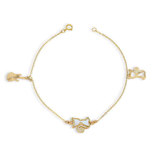 Gold Kitty and Guitar Bracelet 21KT - FKJBRL21KU6054