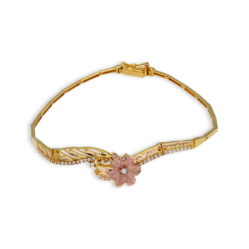 Gold Flower Shaped Bracelet 21KT - FKJBRL21KU6049