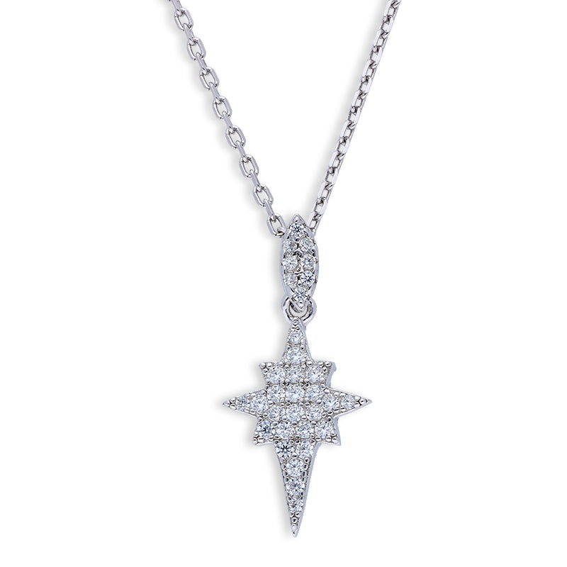 Sterling Silver 925 starburst Pendant Set (Necklace and Earrings) - FKJNKLSTSLU6078
