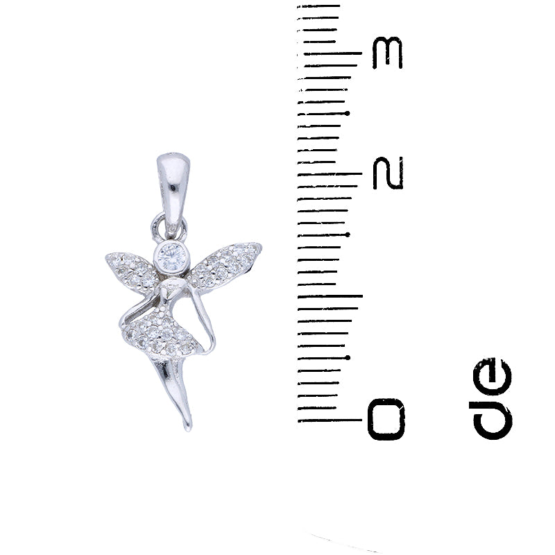 Sterling Silver 925 Dancing Girl Pendant Set (Necklace and Earrings) - FKJNKLSTSLU6083