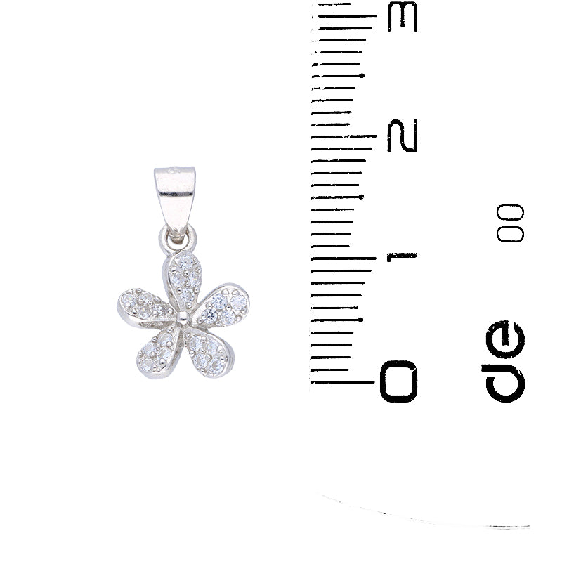 Sterling Silver 925 Flower Shaped Pendant Set (Necklace and Earrings) - FKJNKLSTSLU6079