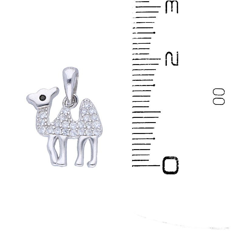 Sterling Silver 925 Camel Shaped Pendant Set (Necklace and Earrings) - FKJNKLSTSLU6084