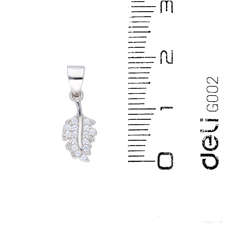 Sterling Silver 925 Leaf Shaped Pendant Set (Necklace and Earrings) - FKJNKLSTSLU6080