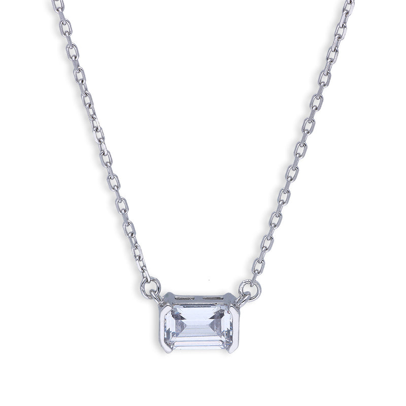 Sterling Silver 925 Solitaire Necklace - FKJNKLSLU6091