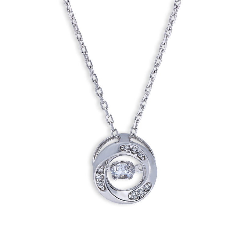 Sterling Silver 925 Brilliance in Motion Solitaire Necklace - FKJNKLSLU6099