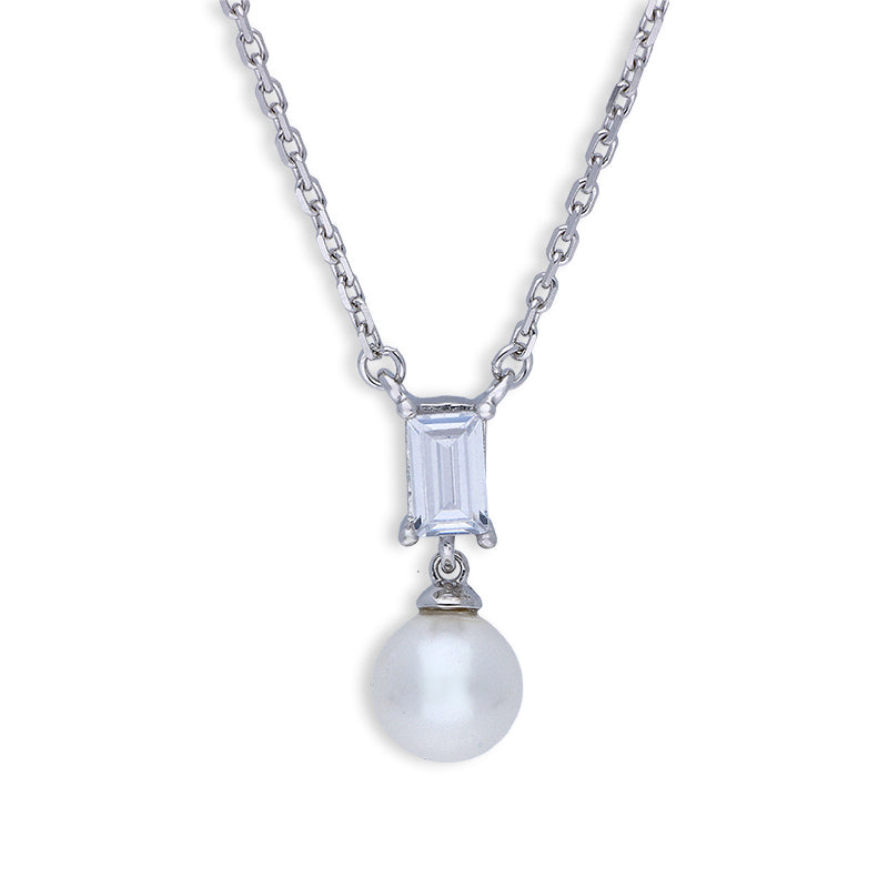 Sterling Silver 925 Pearl Necklace - FKJNKLSLU6092