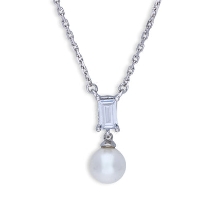 Sterling Silver 925 Pearl Necklace - FKJNKLSLU6092