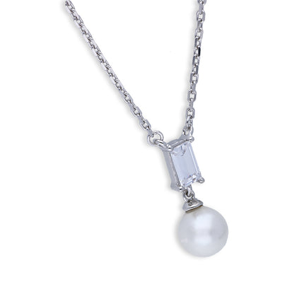 Sterling Silver 925 Pearl Necklace - FKJNKLSLU6092