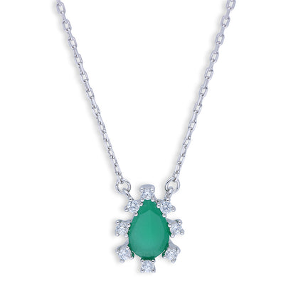 Sterling Silver 925 Pear Shaped Solitaire Necklace - FKJNKLSLU6094