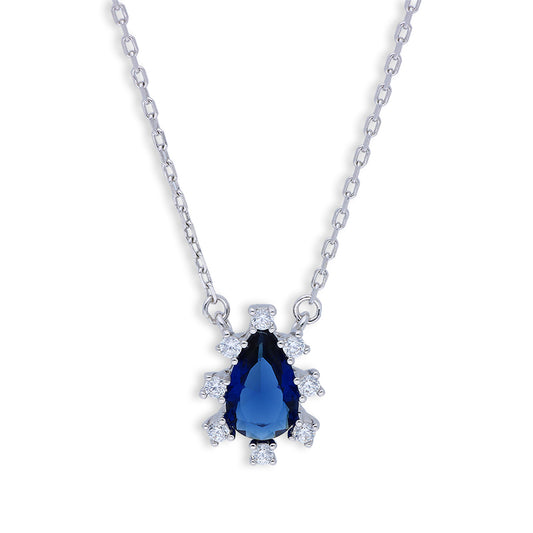 Sterling Silver 925 Pear Shaped Solitaire Necklace - FKJNKLSLU6095