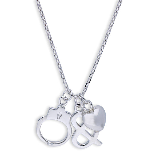Sterling Silver 925 Hand Cuff & Heart Necklace - FKJNKLSLU6088