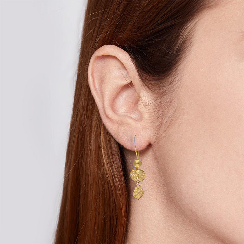 Gold Drop Earrings 21KT - FKJERN21KU3167