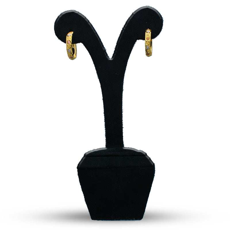 Gold Tri Tone Clip on Hoop Earrings 21KT - FKJERN21KU3164