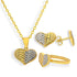 Gold Dual Tone Heart Pendant Set (Necklace, Earrings and Ring) 18KT - FKJNKLST18K2155
