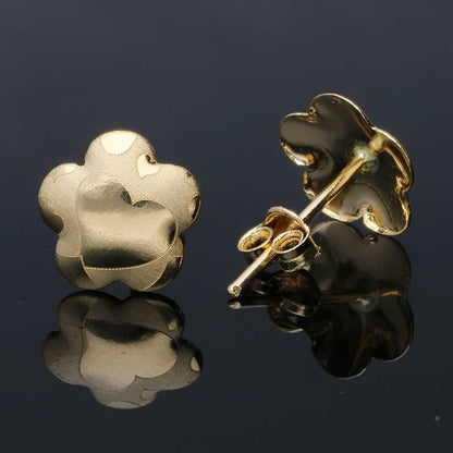 Gold Flower Shaped Stud Earrings 18KT - FKJERN18KU3051