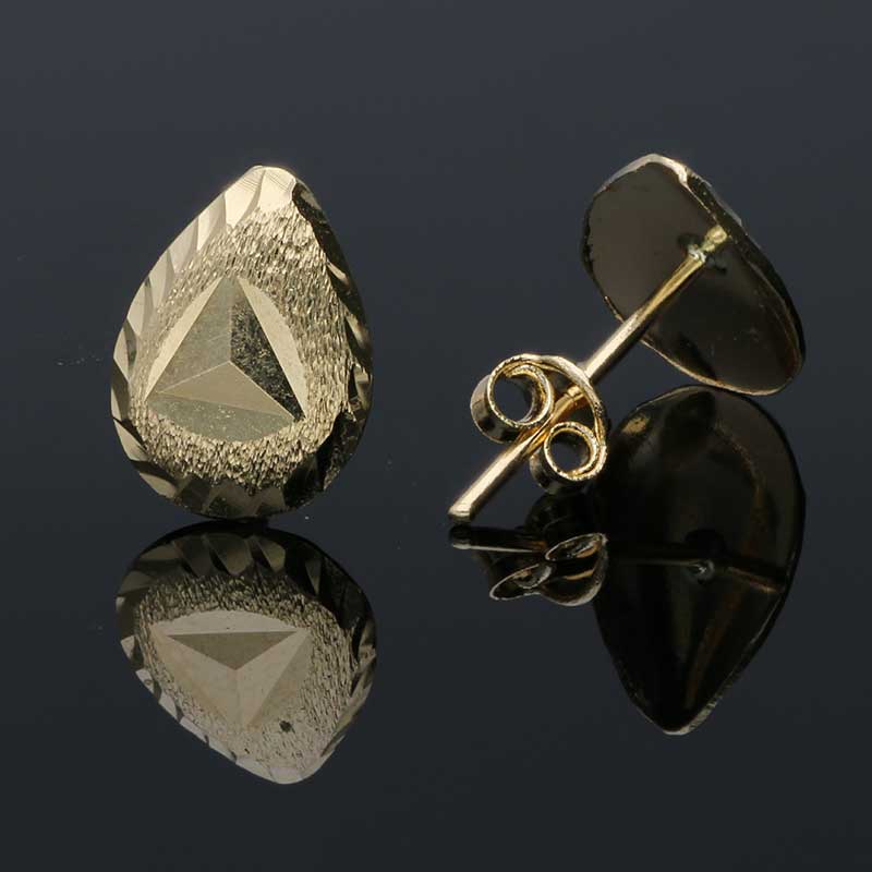Gold Pear Shaped Stud Earrings 18KT - FKJERN18KU3054