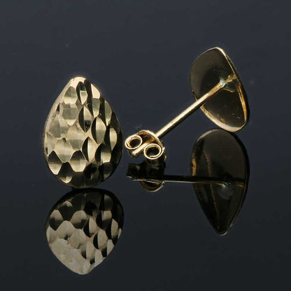 Gold Pear Shaped Stud Earrings 18KT - FKJERN18KU3052
