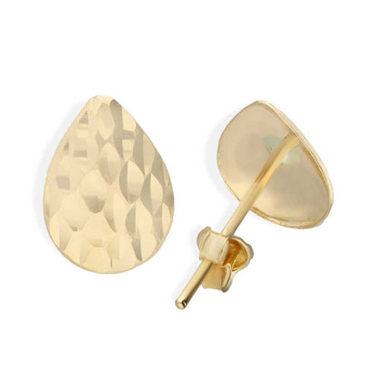 Gold Pear Shaped Stud Earrings 18KT - FKJERN18KU3052