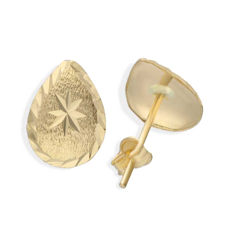 Gold Pear Shaped Stud Earrings 18KT - FKJERN18KU3053