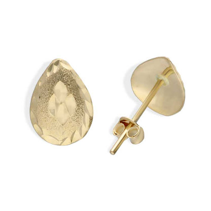 Gold Pear Shaped Stud Earrings 18KT - FKJERN18KU3055