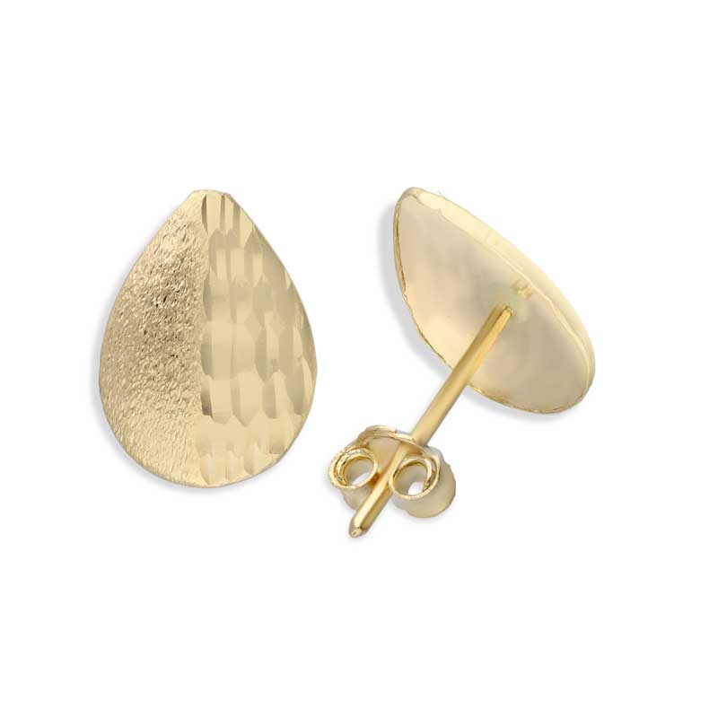 Gold Pear Shaped Stud Earrings 18KT - FKJERN18KU3056