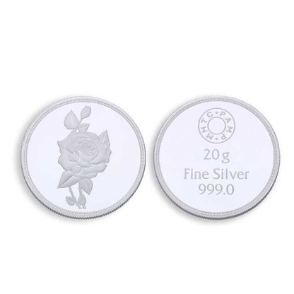 Silver 20 Grams Pamp Rose Coin in Fine 999 Silver - FKJCONSLU4003