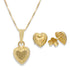Gold Heart Shaped Pendant Set (Necklace and Earrings) 18KT - FKJNKLST18KU2003