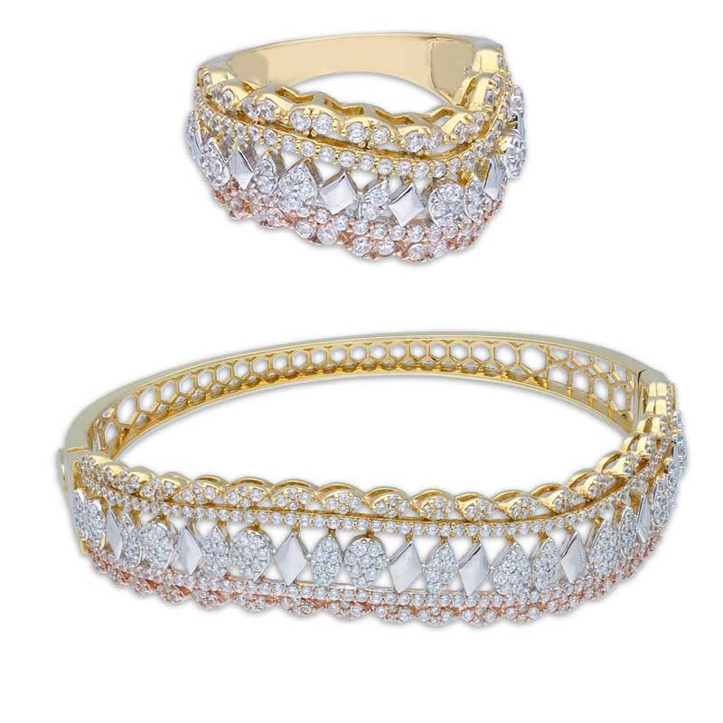 سوار من الفضة الإسترليني عيار 925 ثلاثي الألوان مع حلقة - FKJBNGSLU2024