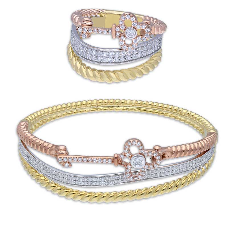 سوار من الفضة الإسترليني عيار 925 ثلاثي الألوان مع حلقة - FKJBNGSLU2025