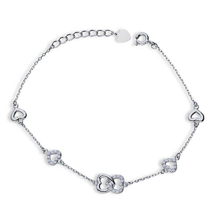 Sterling Silver 925 Hearts Bracelet - FKJBRLSLU1019