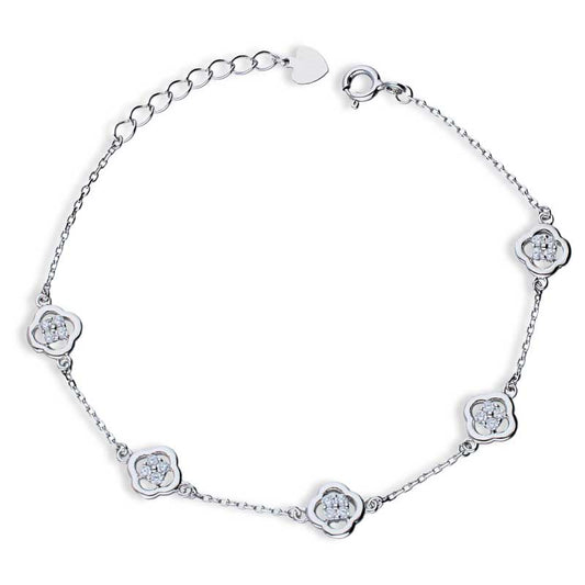 Sterling Silver 925 Flowers Bracelet - FKJBRLSLU1021