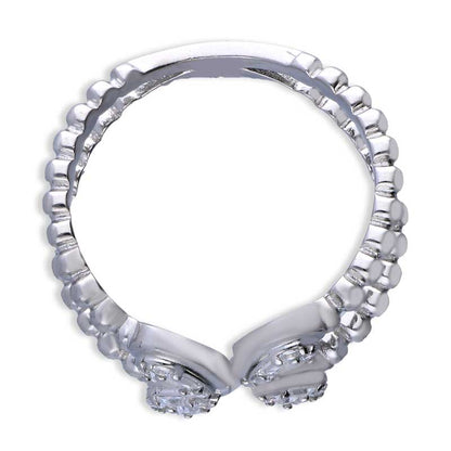 Sterling Silver 925 Flower Shaped Solitaires Ring - FKJRNSLU2014