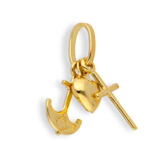 Gold Anchor, Heart & Cross Pendant 18KT - FKJPND18KU1032