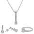 Sterling Silver 925 Pear Pendant Set (Necklace, Earrings and Ring) - FKJNKLST2009