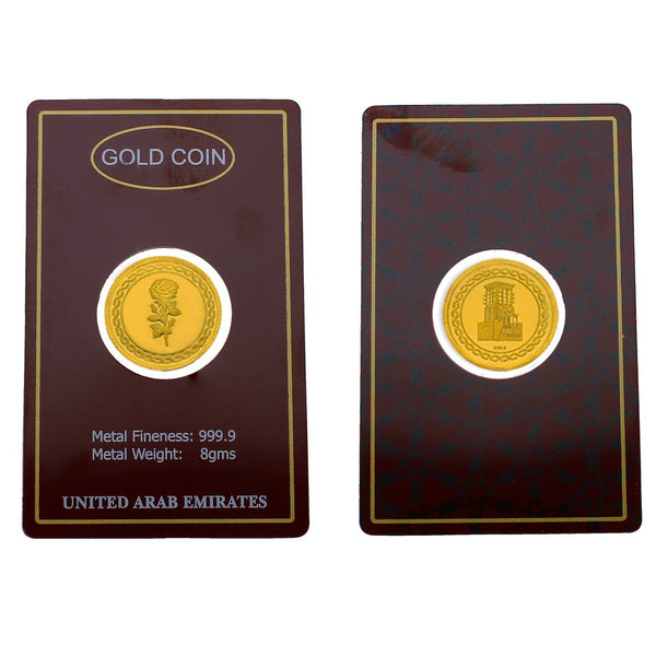 Gold 8 Gram Coin 24KT 999.9 Purity - FKJCON24KU4012