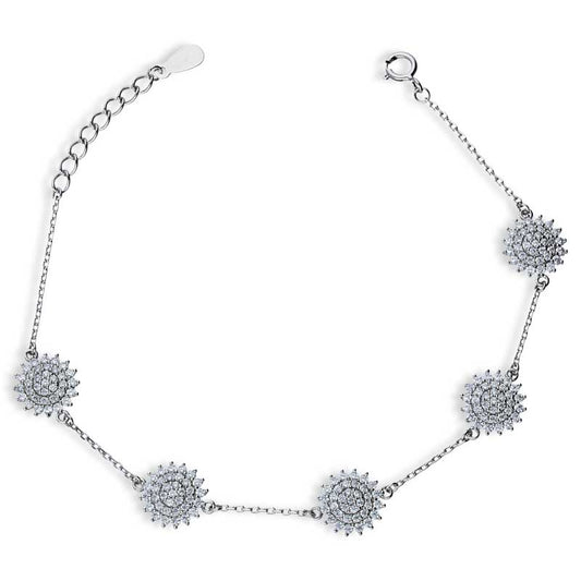 Sterling Silver 925 Flowers Bracelet - FKJBRLSLU1042