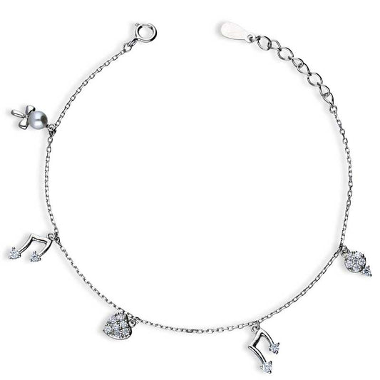 Sterling Silver 925 Hanging Charms Bracelet - FKJBRLSLU1050