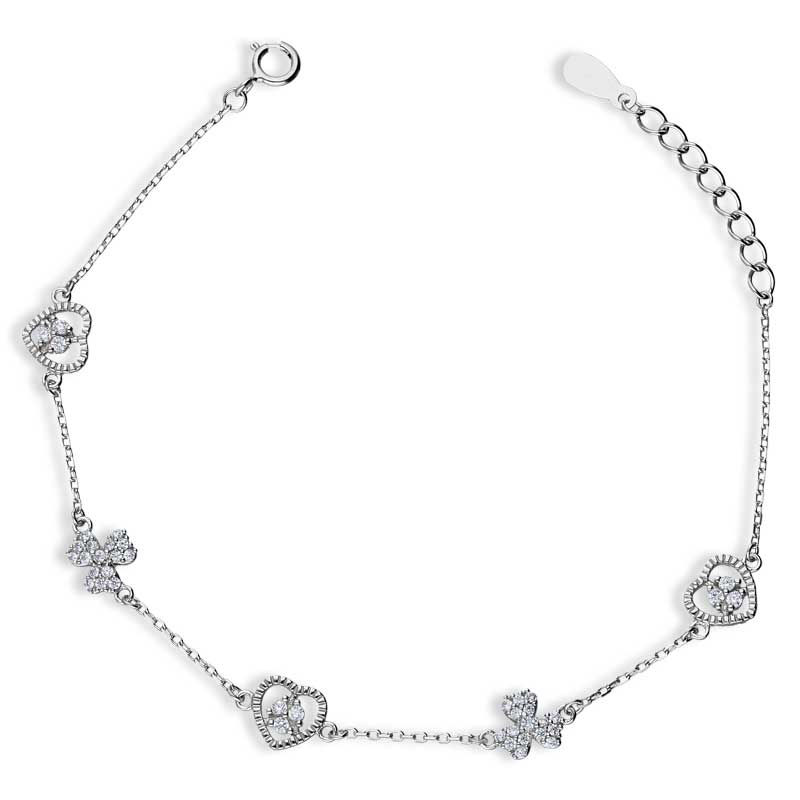Sterling Silver 925 Hearts And Knot Bracelet - FKJBRLSLU1044