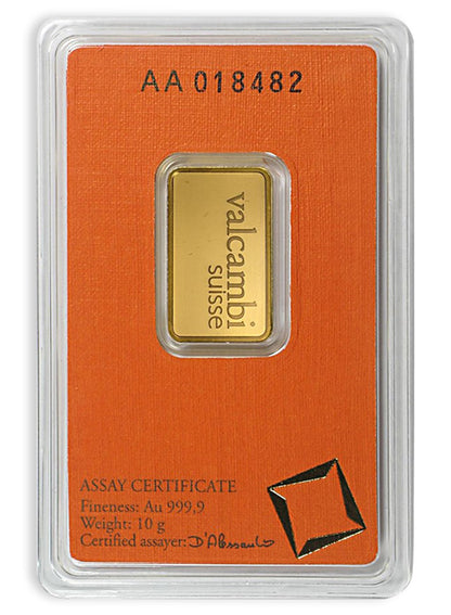 Valcambi Suisse 10g Fine Gold 999.9 Purity 24KT - FKJGBR24K6064