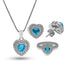 Sterling Silver 925 Heart Shaped Solitaire Pendant Set (Necklace, Earrings and Ring) - FKJNKLSTSL2295