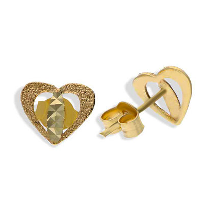 Gold Heart Stud Earrings 18KT - FKJERN18KU3067