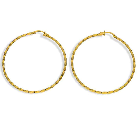 Gold Long Hoop Earrings 18KT - FKJERN18KU3093