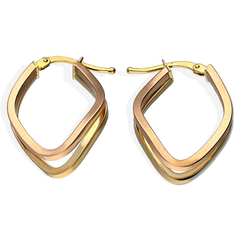 Dual Tone Gold Clip Earrings 18KT - FKJERN18KU3097